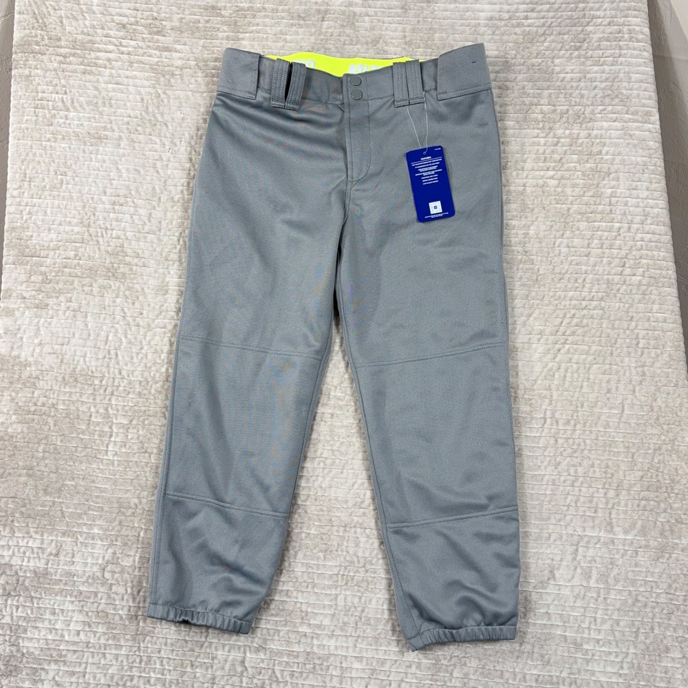 Mizuno Womens MVP Pro Softball Pants Charcoal Gray Neon Yellow 350597 Medium